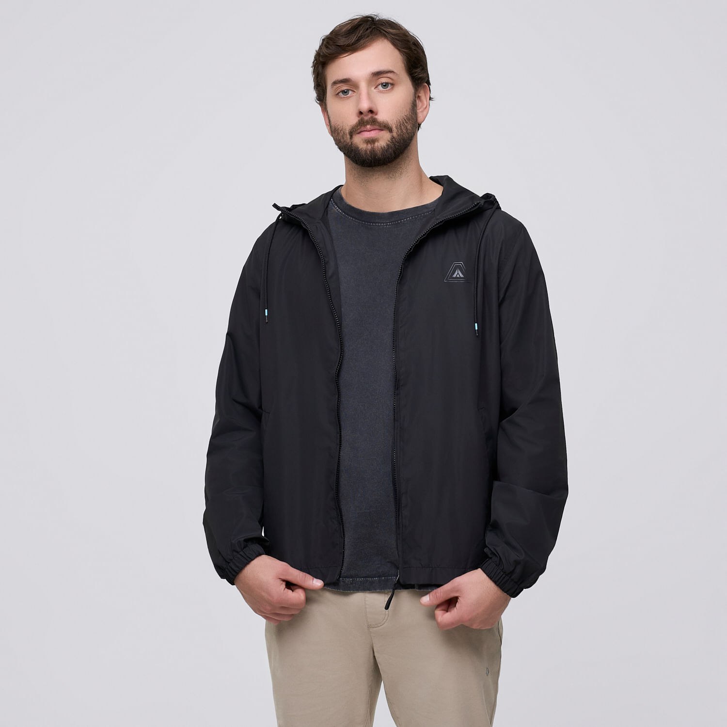 Casaca Hombre Cortaviento Aereal Negro Talla S