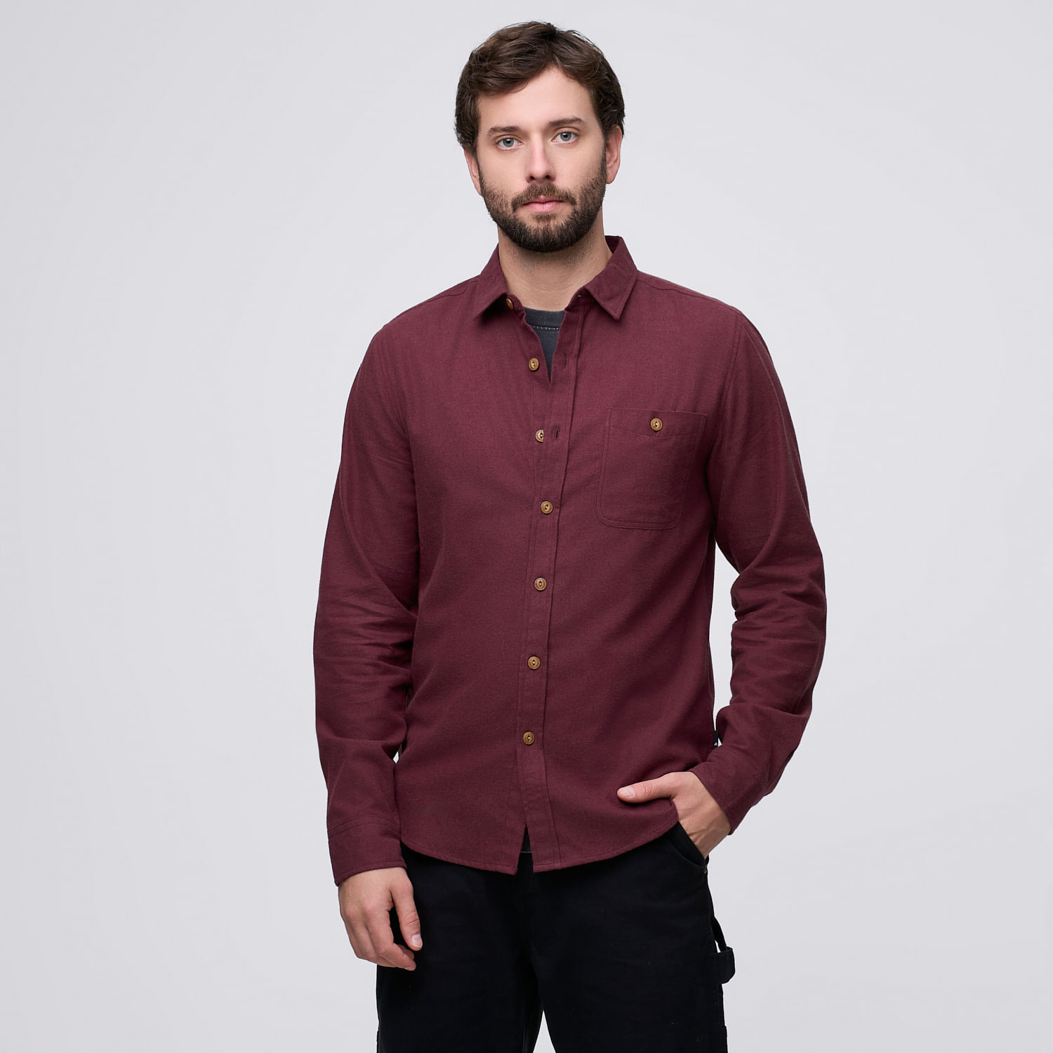 Camisa Manga Larga Hombre Brush Aereal Morado Talla M