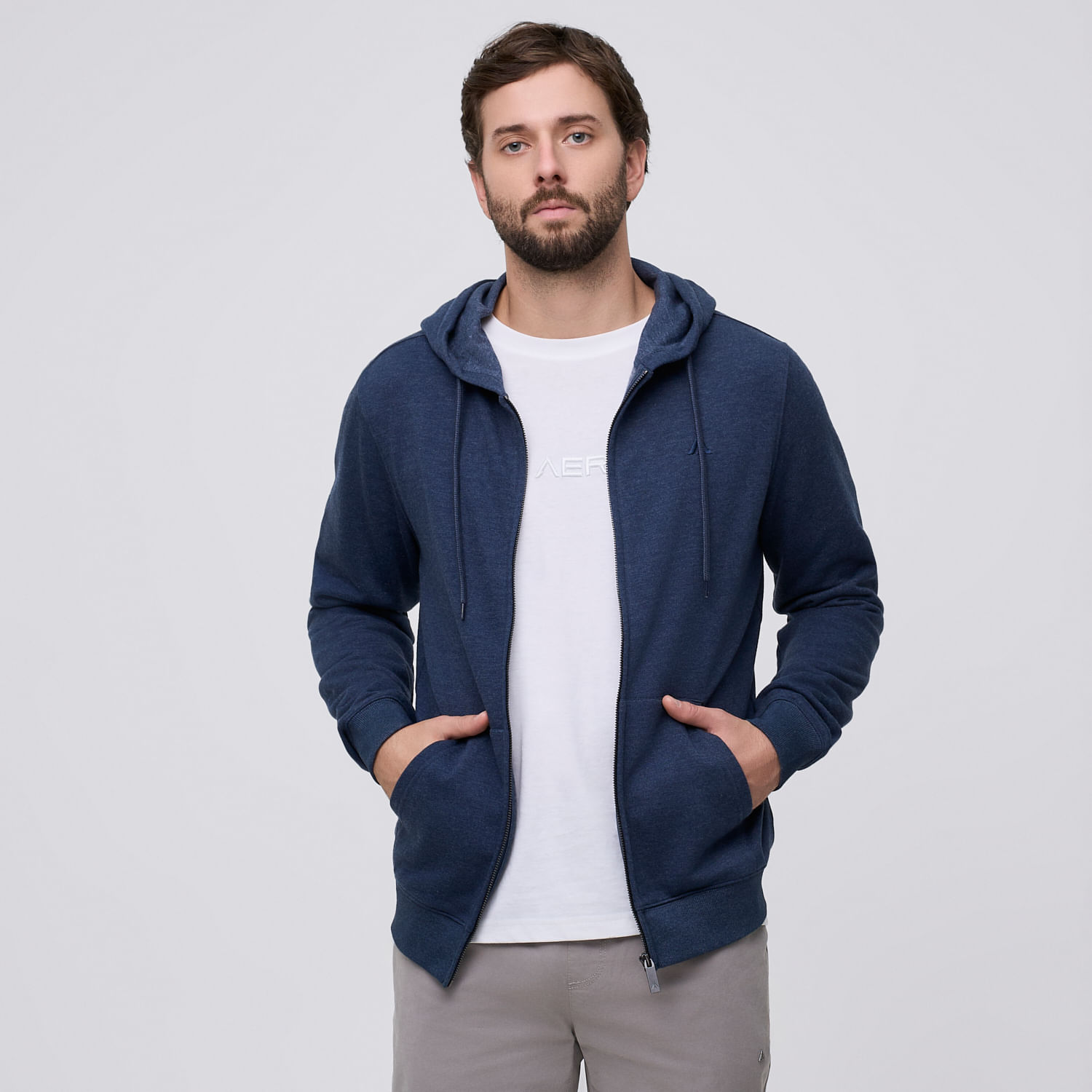 Polera Hombre Jaspeado Aereal Azul Talla S