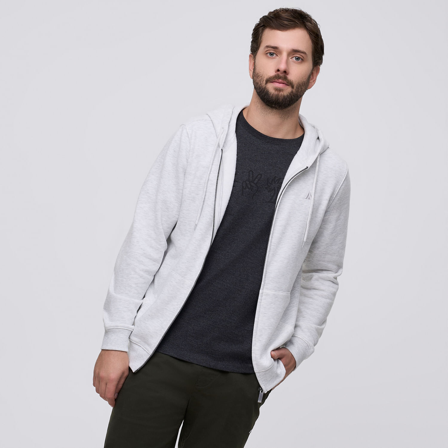 Polera Hombre Jaspeado Aereal Gris Talla S
