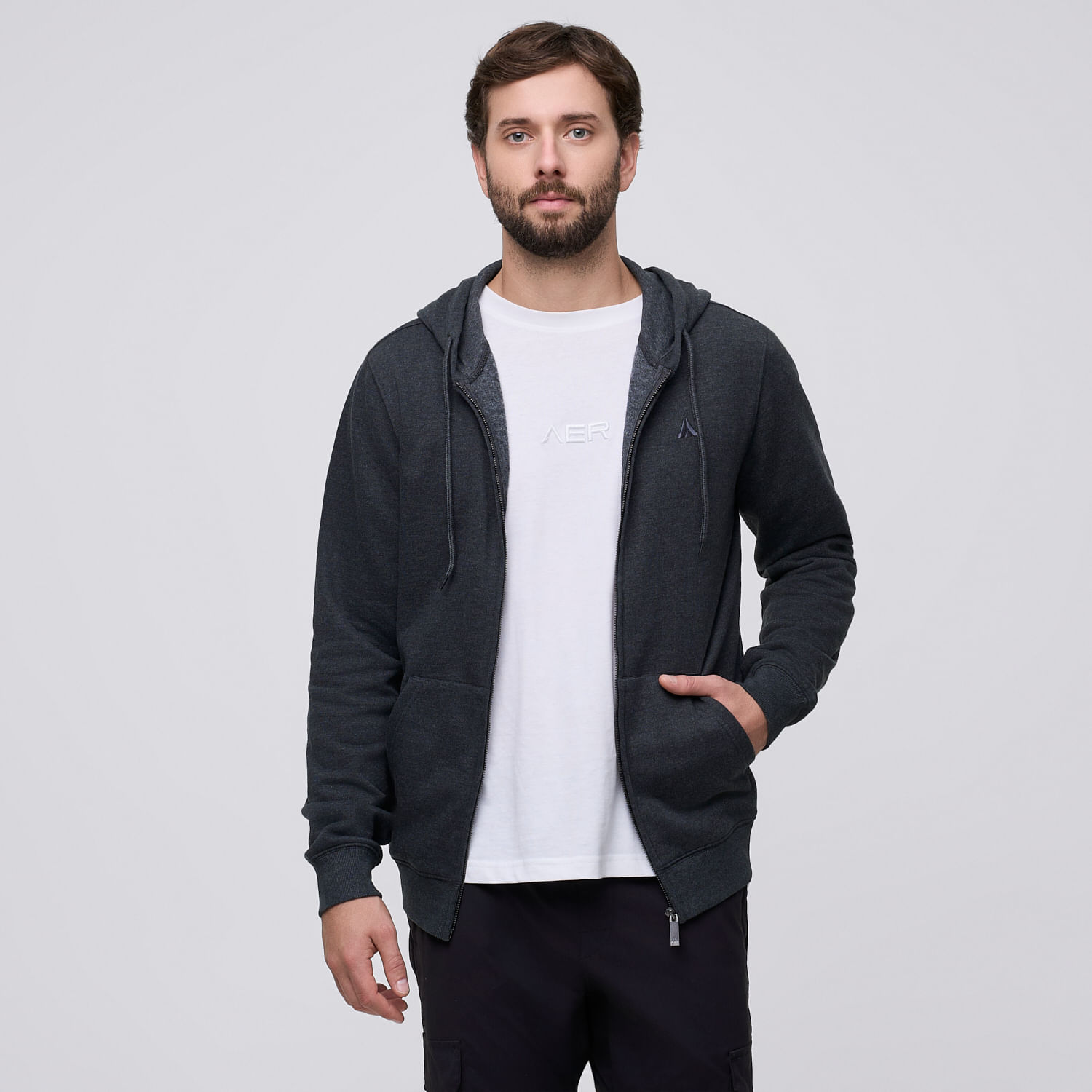 Polera Hombre Jaspeado Aereal Negro Talla S