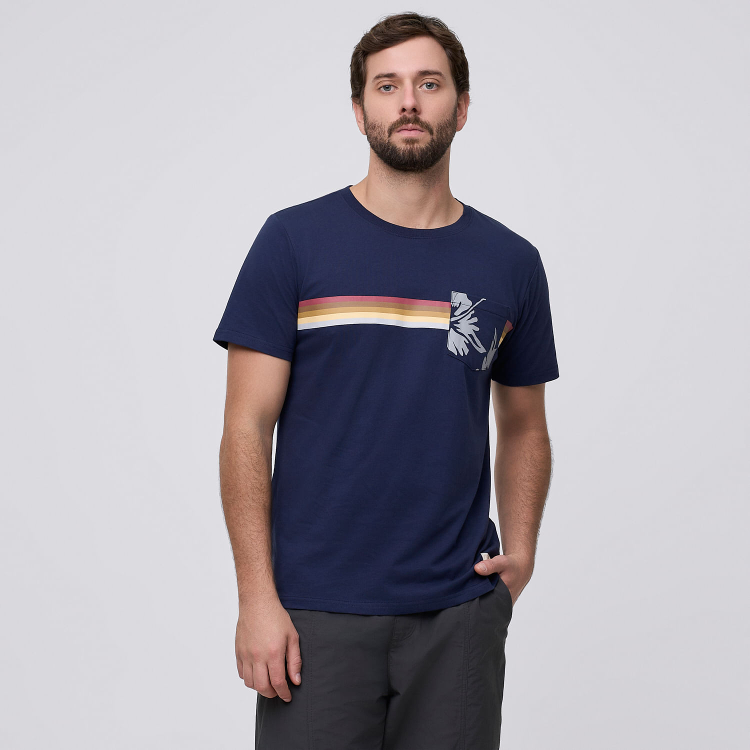 Polo Hombre Bolsillo Rayas Aereal Azul Talla L