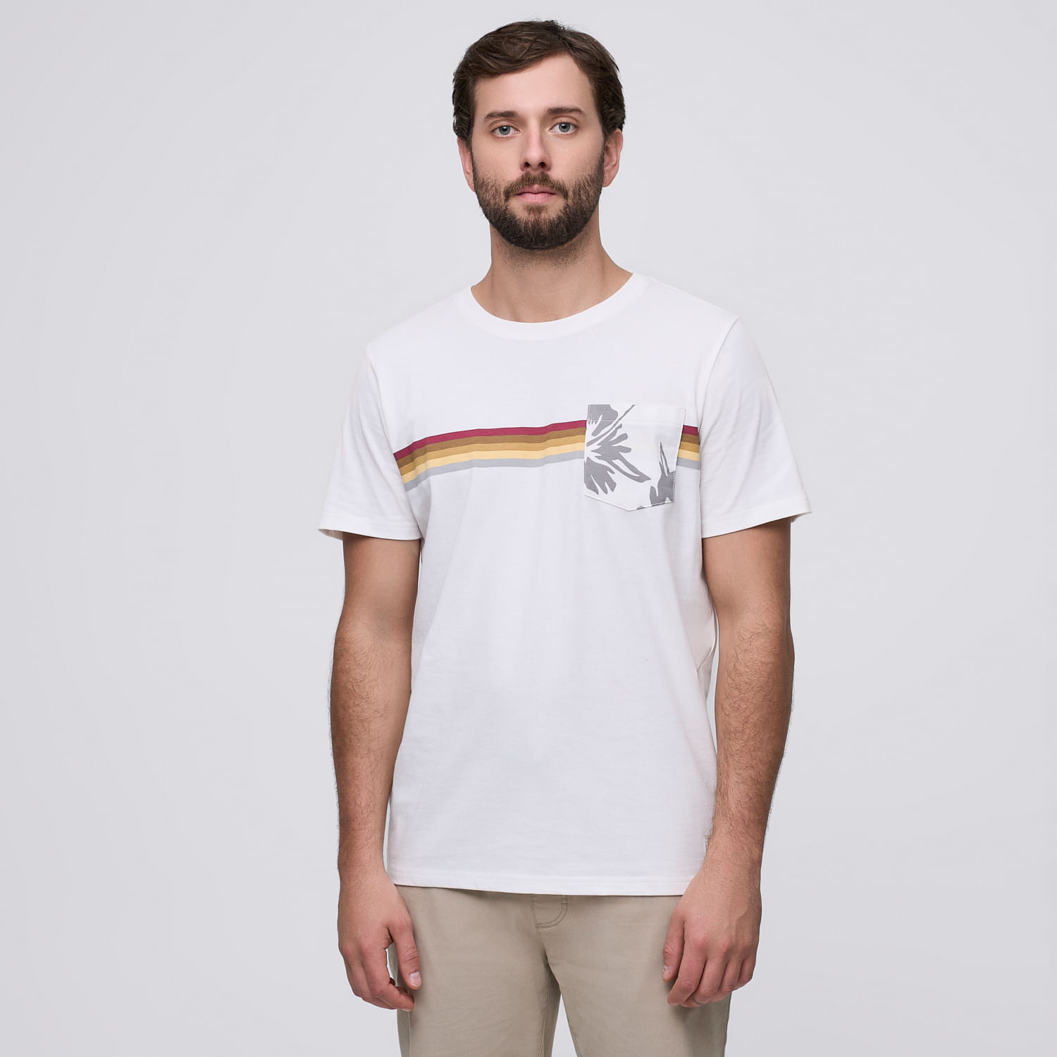 Polo Hombre Bolsillo Rayas Aereal Blanco Talla M