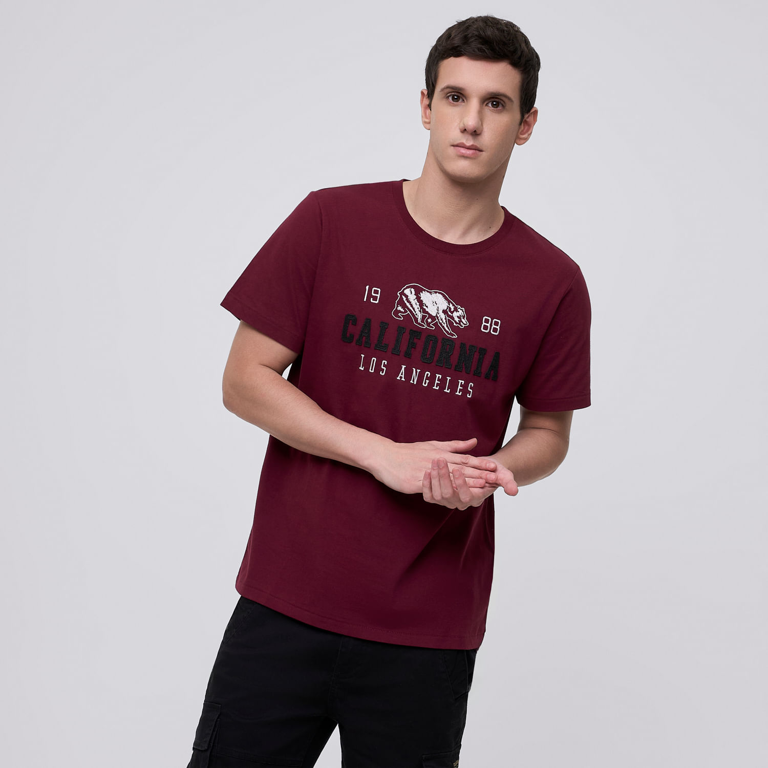 Polo Hombre Parche Bordado Amc Guinda Talla S