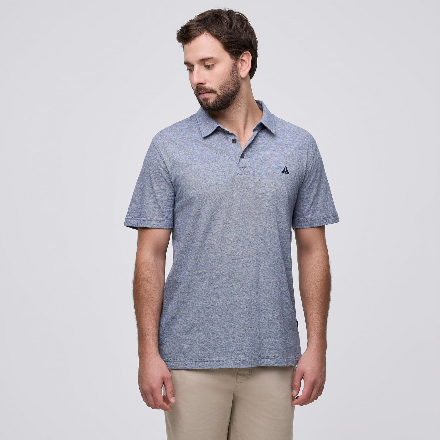 Polo Hombre Cuello Rayas Aereal Azul Talla L