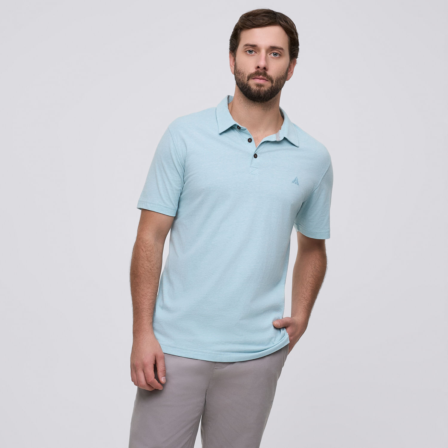 Polo Hombre Cuello Rayas Aereal Celeste Talla S
