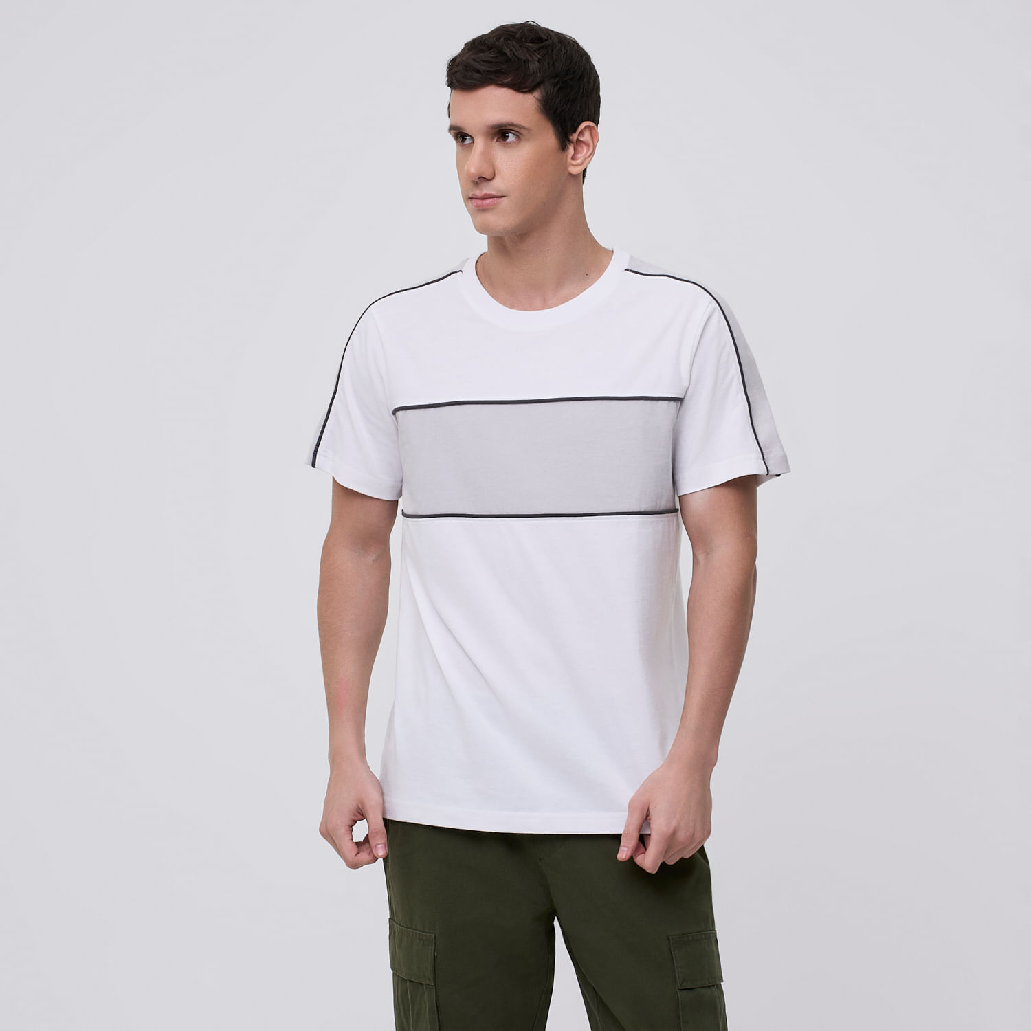 Polo Hombre Franja Amc Blanco Talla M