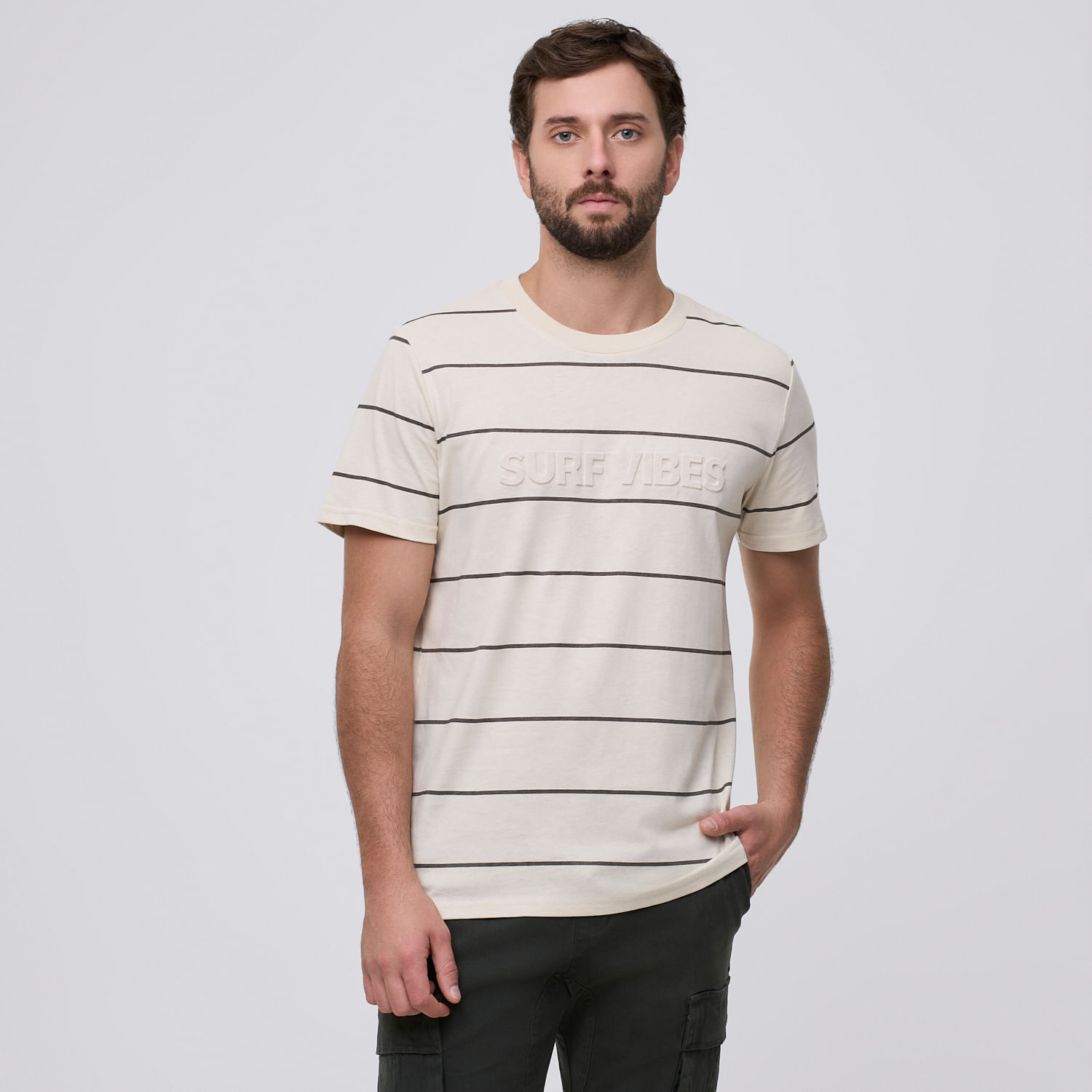 Polo Hombre 3D Rayas Aereal Ecru Talla S