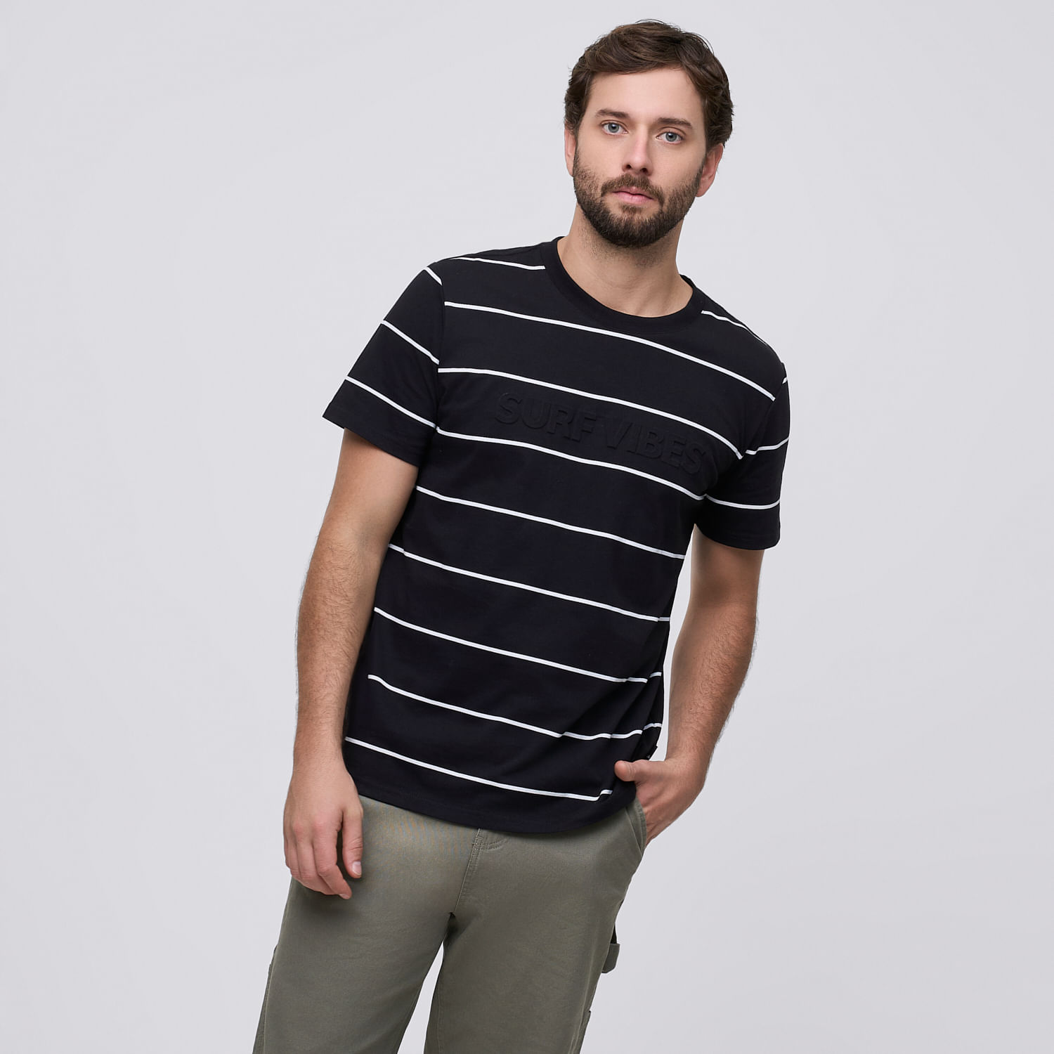 Polo Hombre 3D Rayas Aereal Negro Talla S