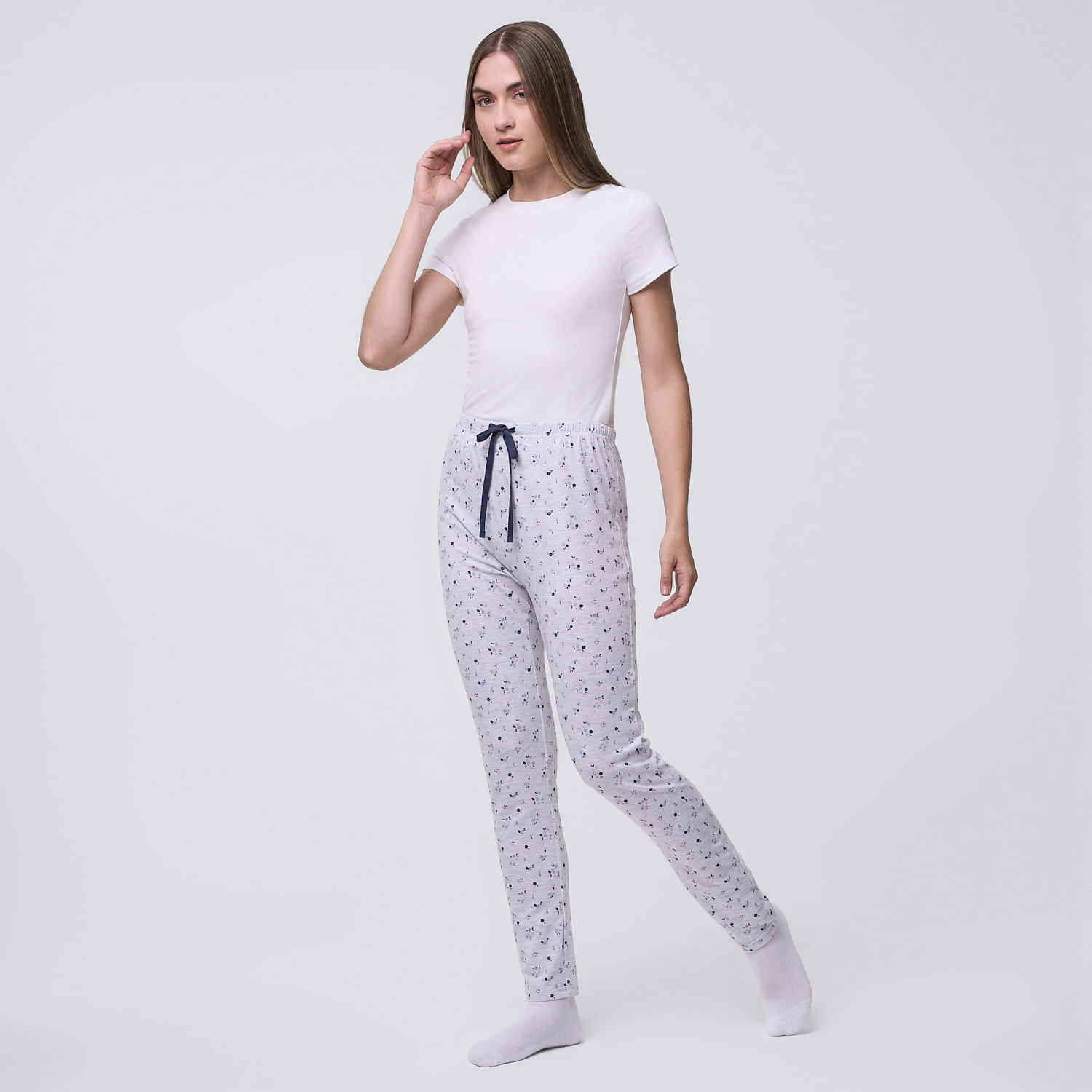 Pantalón Pijama Mujer Legging Print Hypnotic Gris Melange Talla Xl