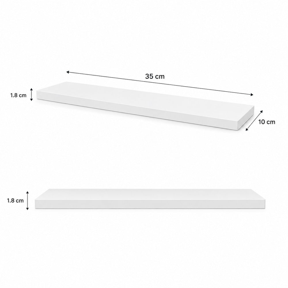 Repisa Flotante Recta Blanca 35x10 x1.8 cm de Melamina Pelikano para Sala Dormitorio Oficina