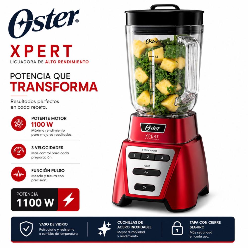 Licuadora Oster BLST3A-R2G-053 Xpert Rojo 2L Reversible
