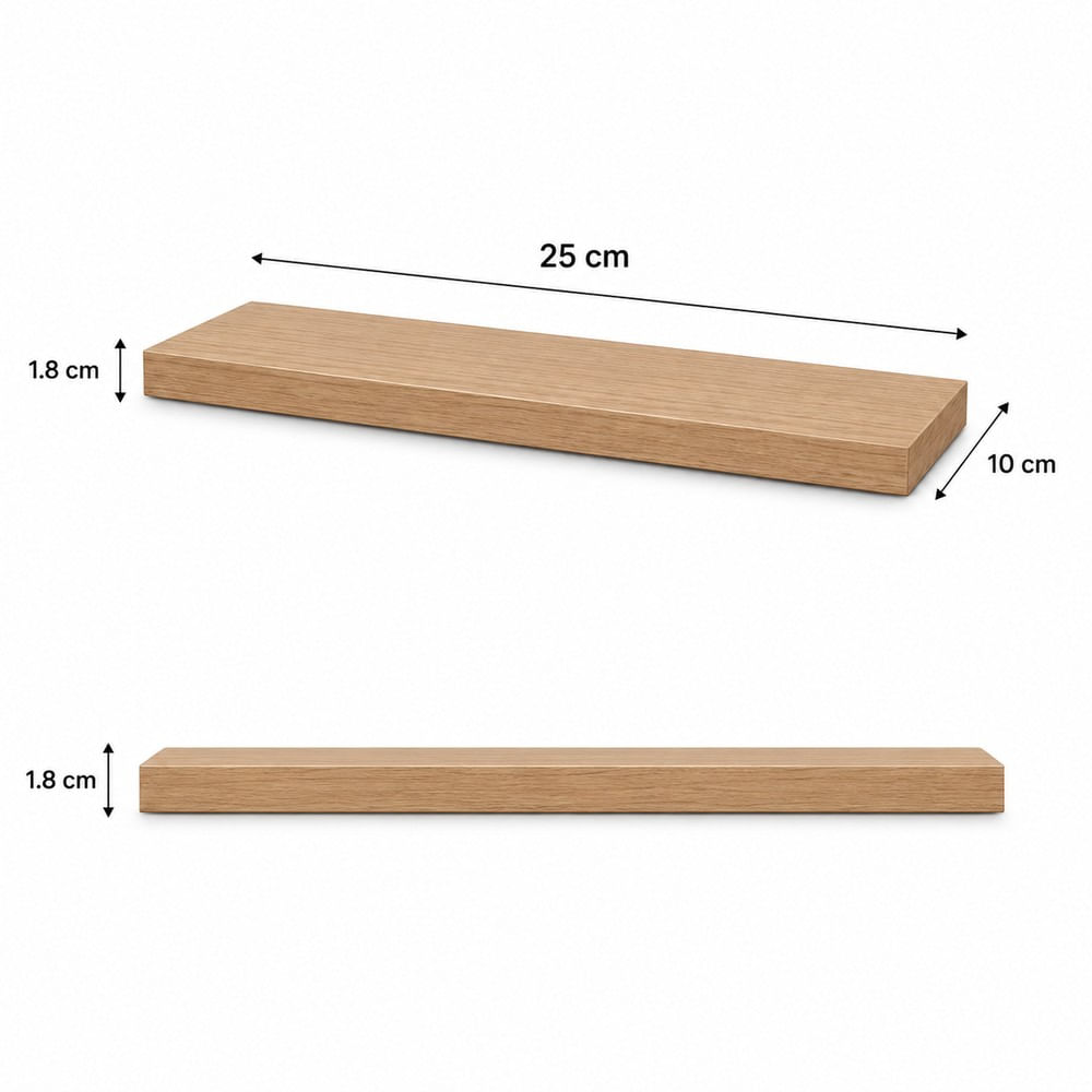 Repisa Flotante Recta Panela 25x10 x1.8 cm de Melamina Pelikano para Sala Dormitorio Oficina
