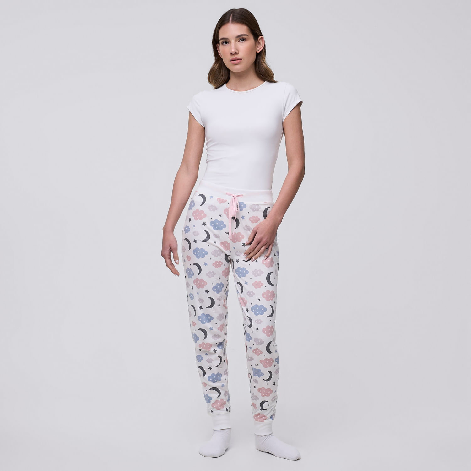 Pantalón Pijama Mujer Legging Puño Hypnotic Ecru Talla S