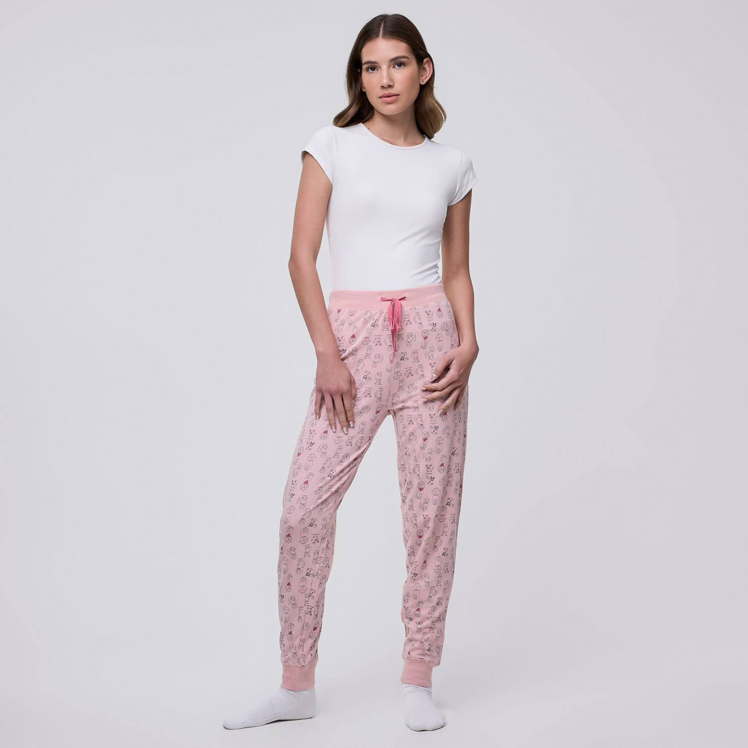 Pantalón Pijama Mujer Legging Puño Hypnotic Rosado Talla M
