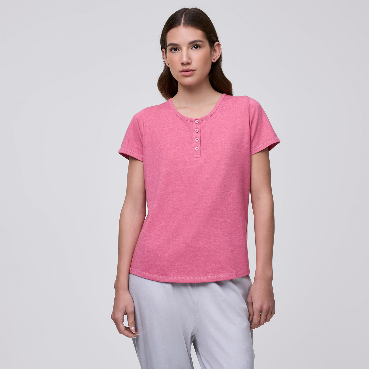 Polo Pijama Mujer Botones Hypnotic Manga Corta Fresa Talla Xl