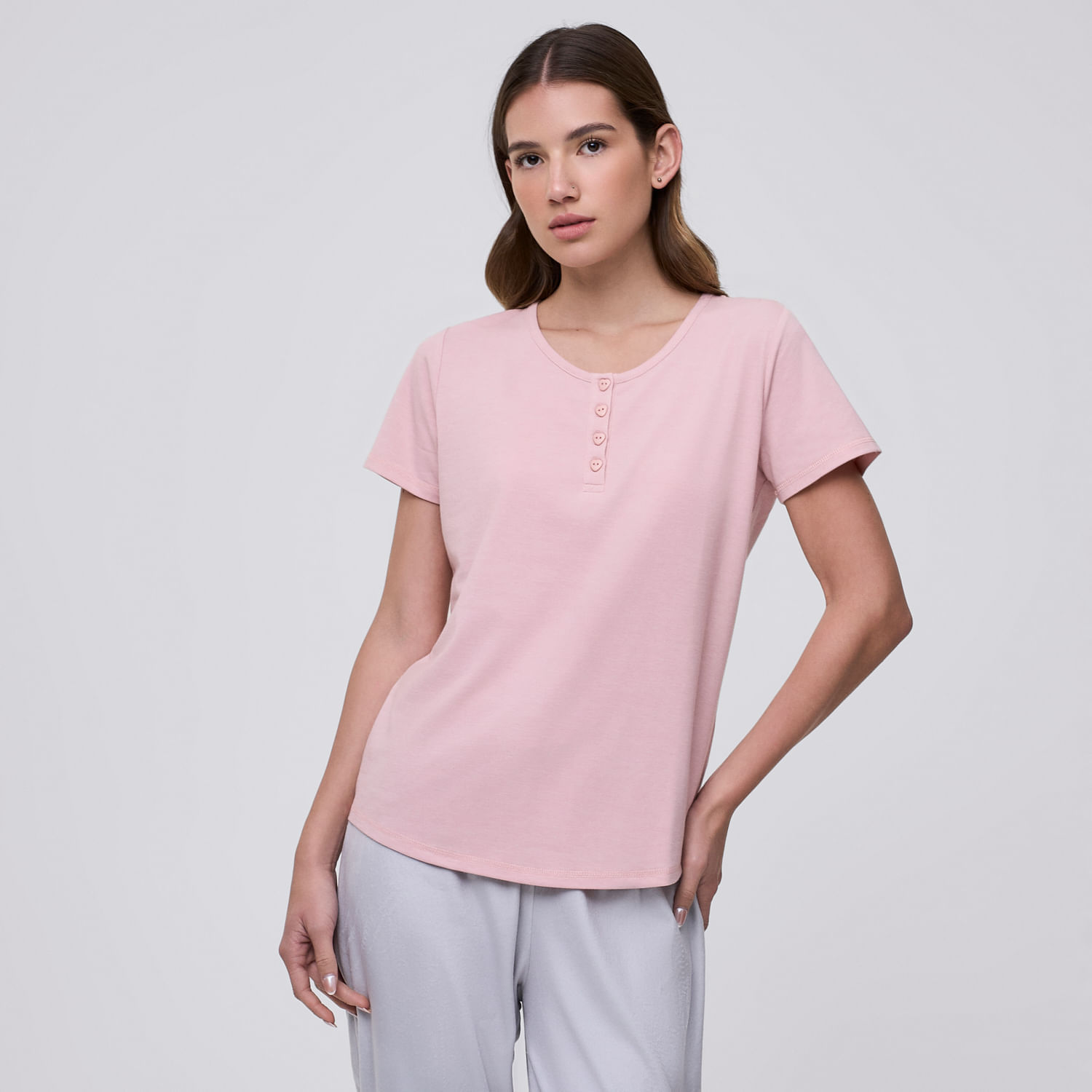 Polo Pijama Mujer Botones Hypnotic Manga Corta Rosado Talla Xl