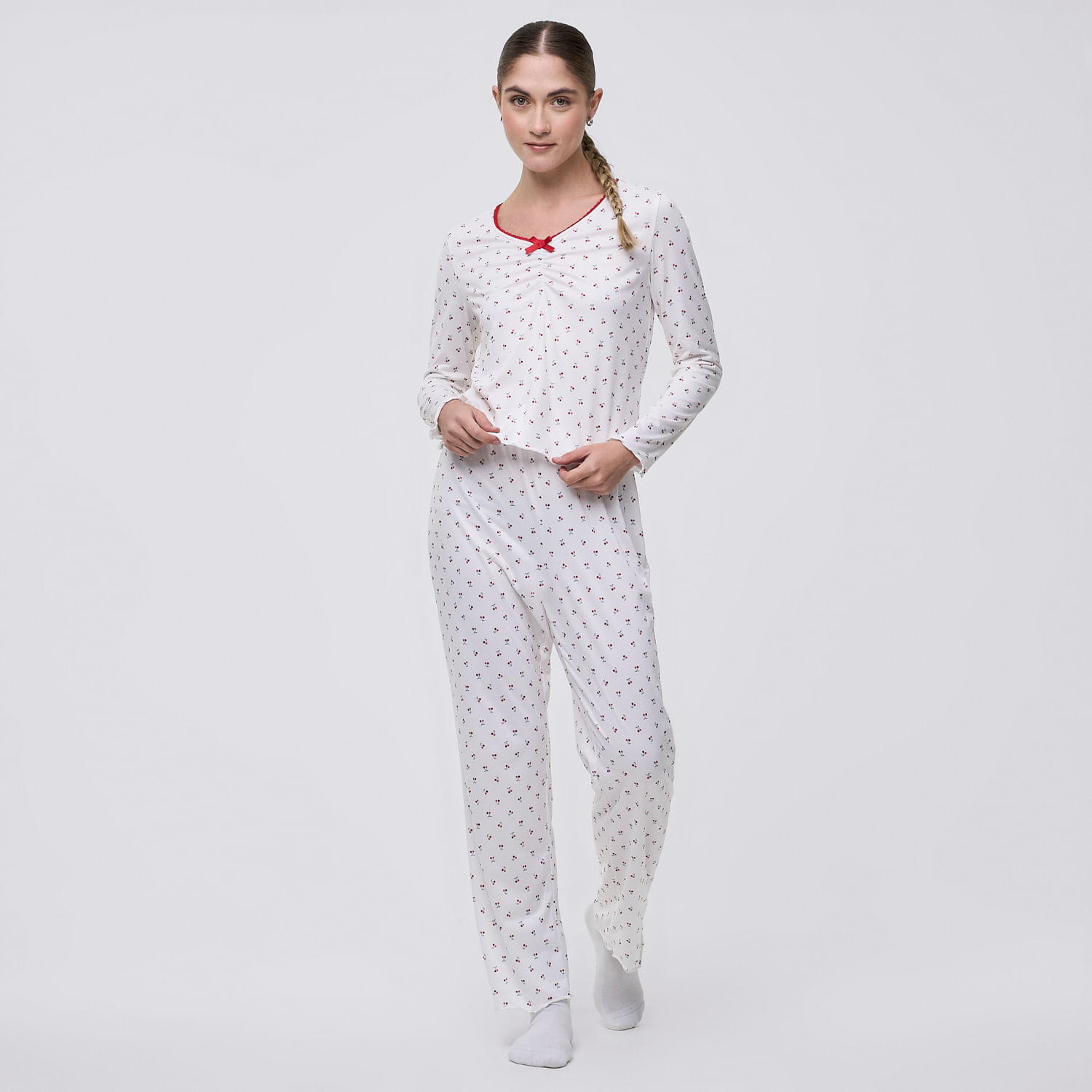 Pijama Mujer Print Peach Hypnotic Manga Larga Celeste Talla M