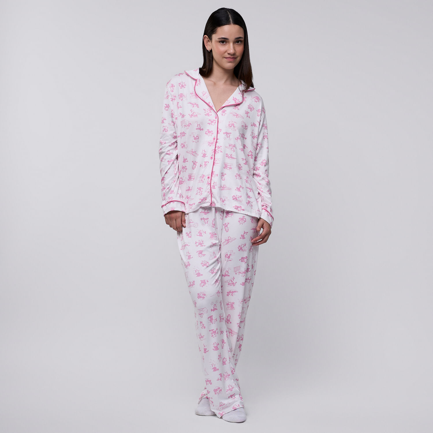 Pijama Mujer Camisera Aop Felix Vis Universal Ecru Talla S