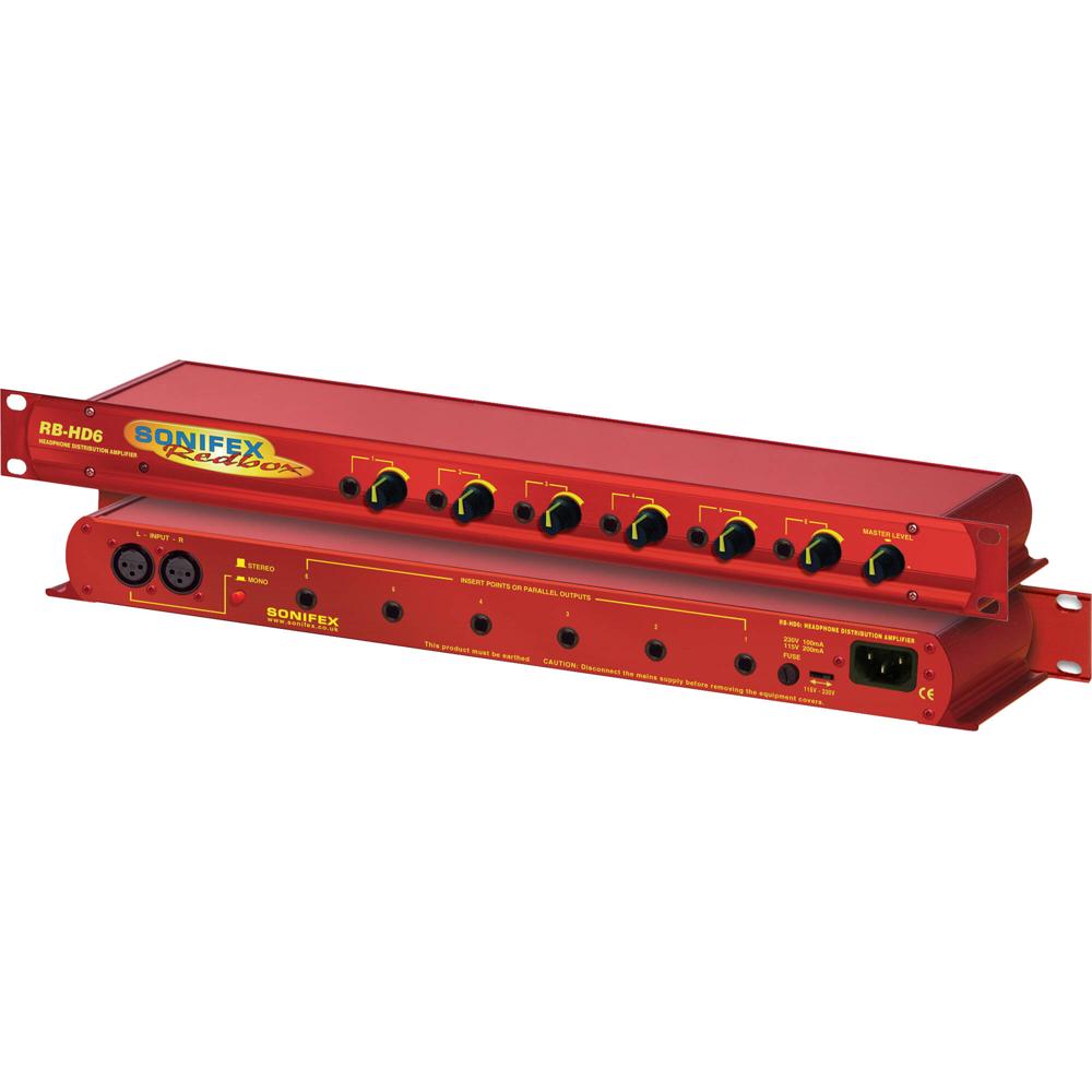 Sonifex Amplificador de Distribución de Auriculares RB-HD6 6-Way 1 RU, 6 Salidas Independ