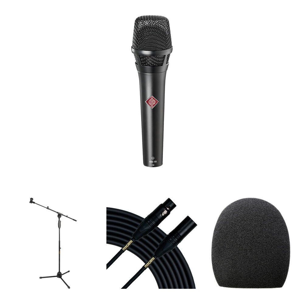 Neumann KMS 105 Mic Kit - Mic Condensador Supercardioide para Voz en Vivo con Soporte, Cab