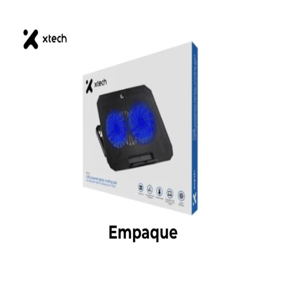 Base de Enfriamiento Xtech XTA-156 para Laptop 15.6"" 2 Ventiladores LED Azul