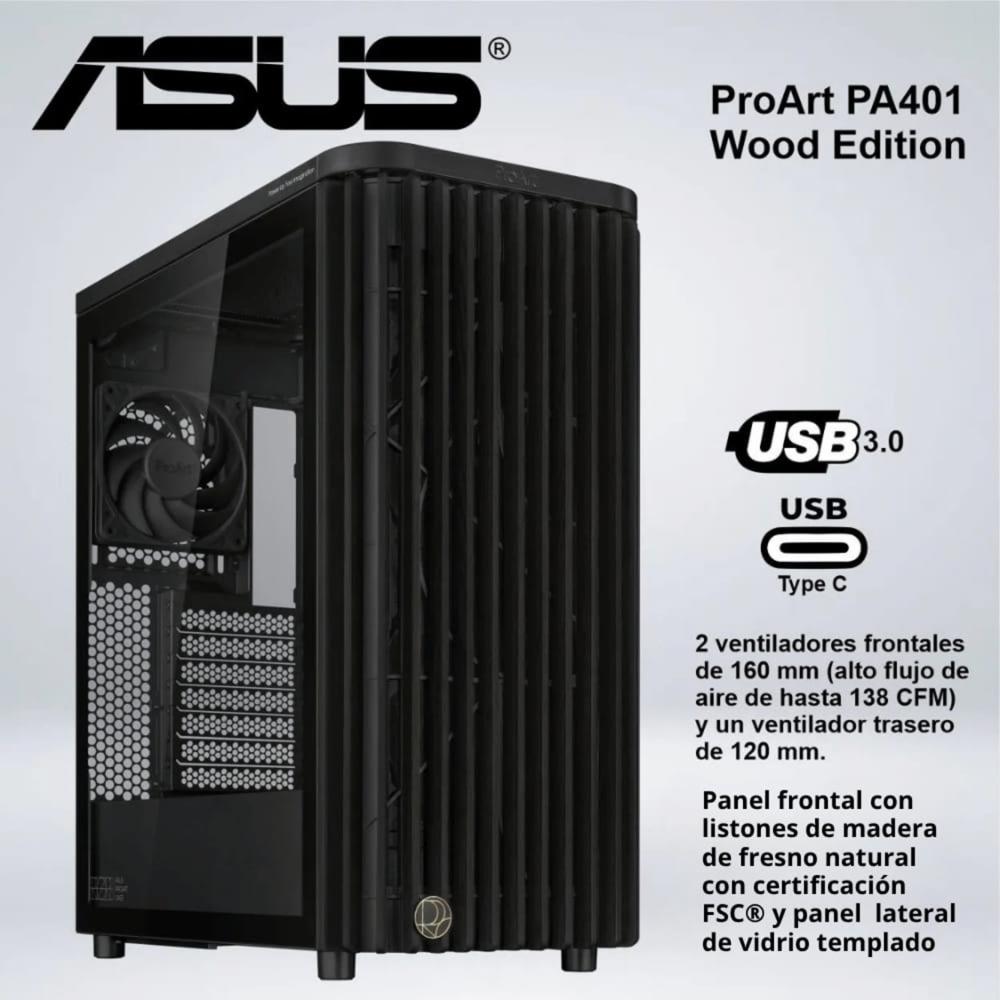 CASE MID TOWER ASUS PROART PA401  WOOD EDITION BLACK
