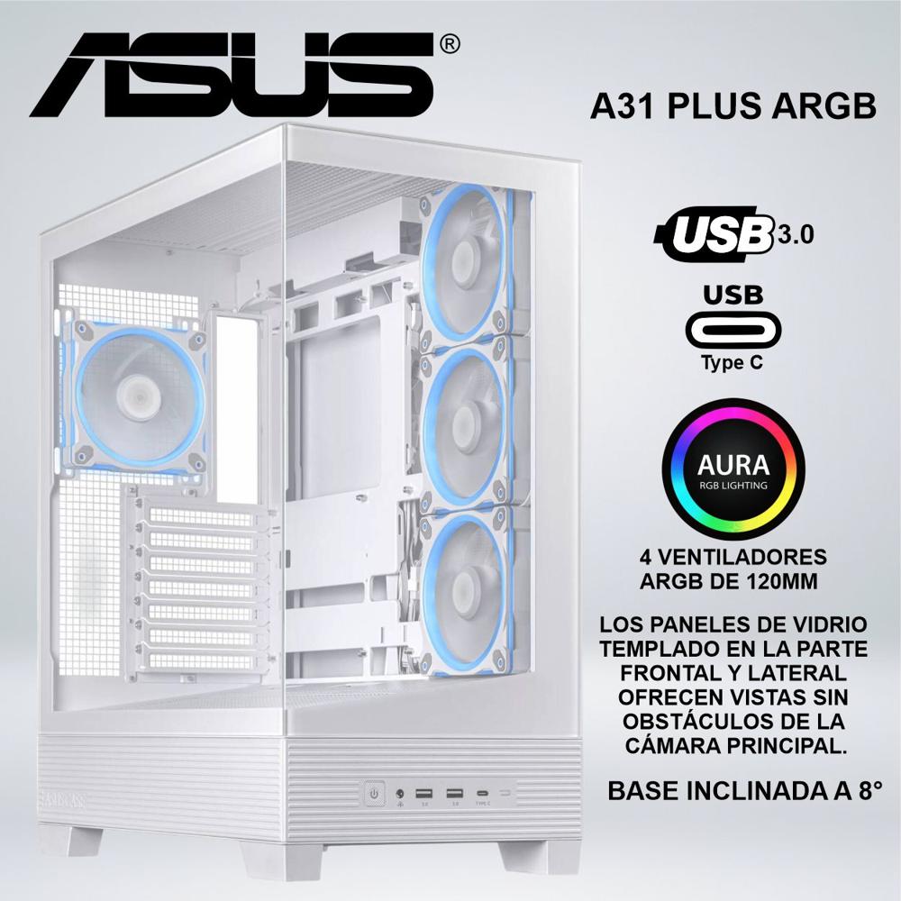CASE MID TOWER ASUS A31 PLUS ARGB WHITE