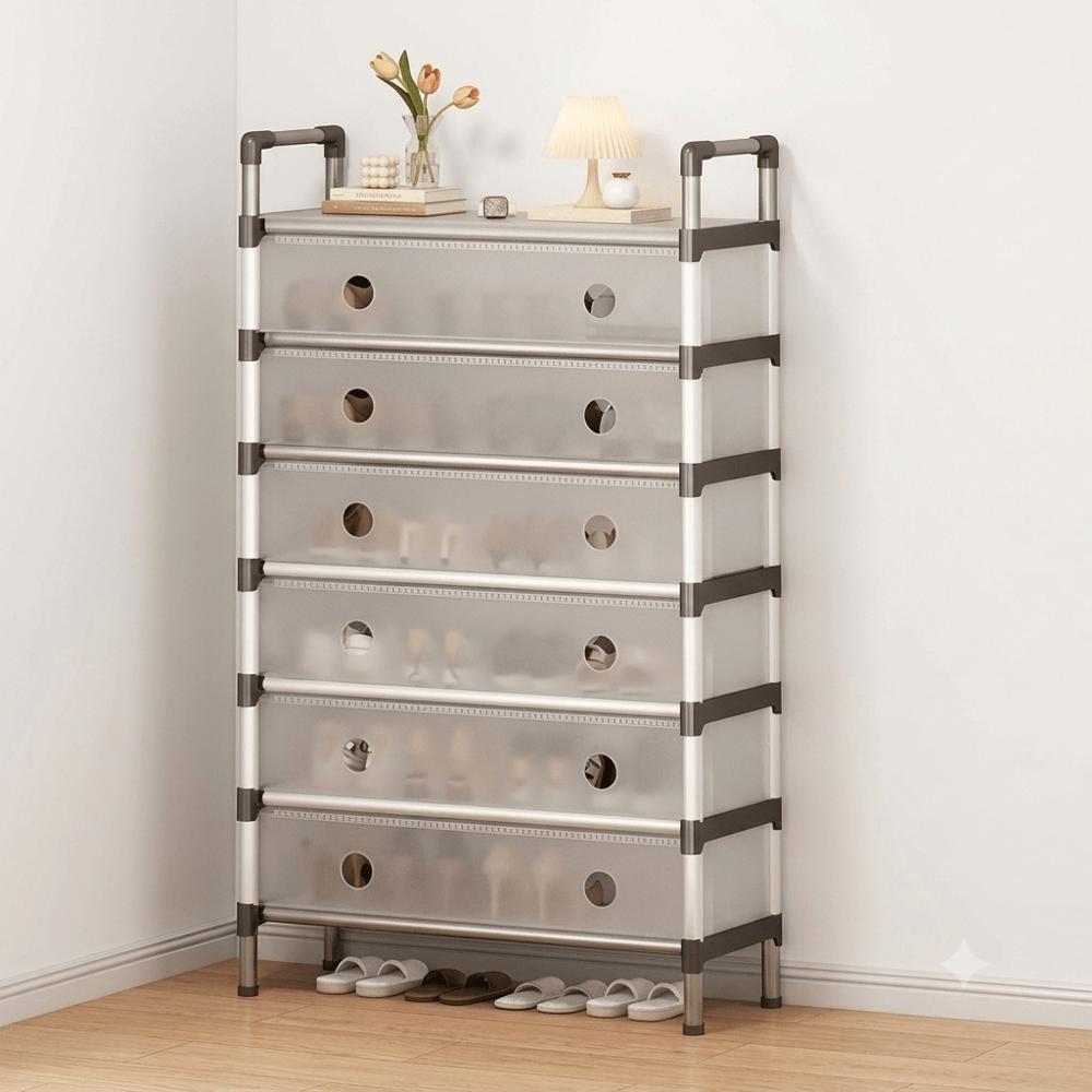 Organizador de Calzado Armable de 6 Niveles con Cubiertas Antipolvo 63 x 28 x 140 cm.