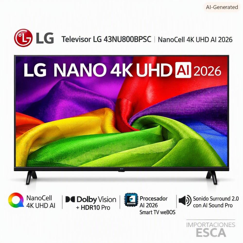 Televisor LG 43 Pulgadas Con IA NANOCELL UHD 4K WebOS 43NU800BPSC - 1 Año de Garantía -Modelo 2026