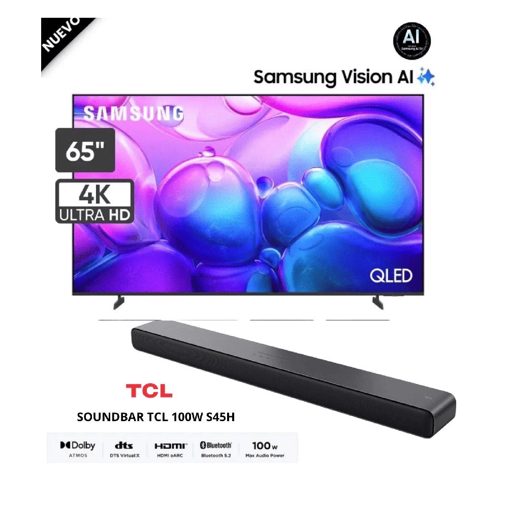 Televisor Samsung 65 Pulgadas QLED UHD 4K TizenOS QN65Q6FAAGXPE - SOUNDBAR TCL 100W S45H Combo
