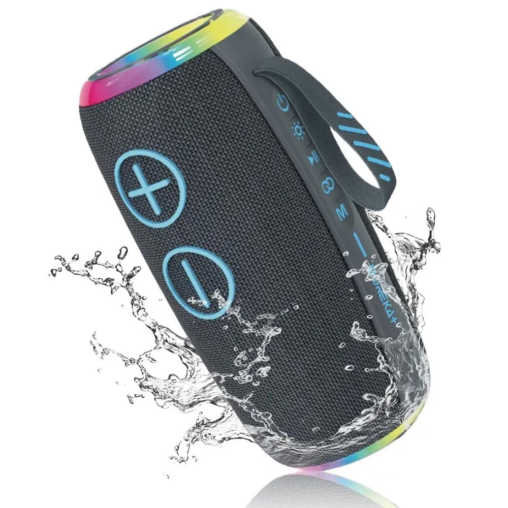 Parlante Portátil Bluetooth BOOMS380 X-Bass Impermeable IPX6 con Luces RGB