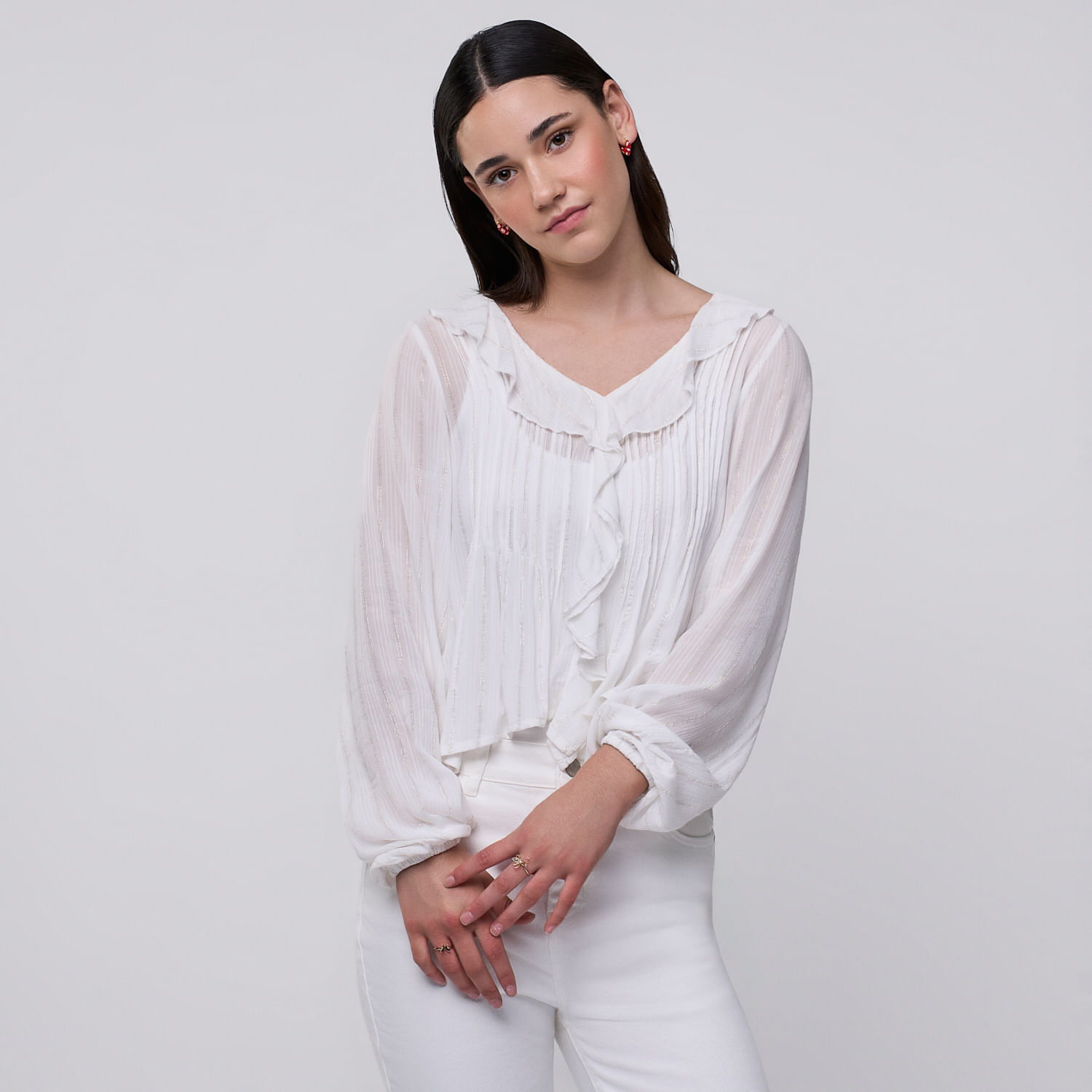 Blusa Mujer Lux Amc Manga Larga Blanco M