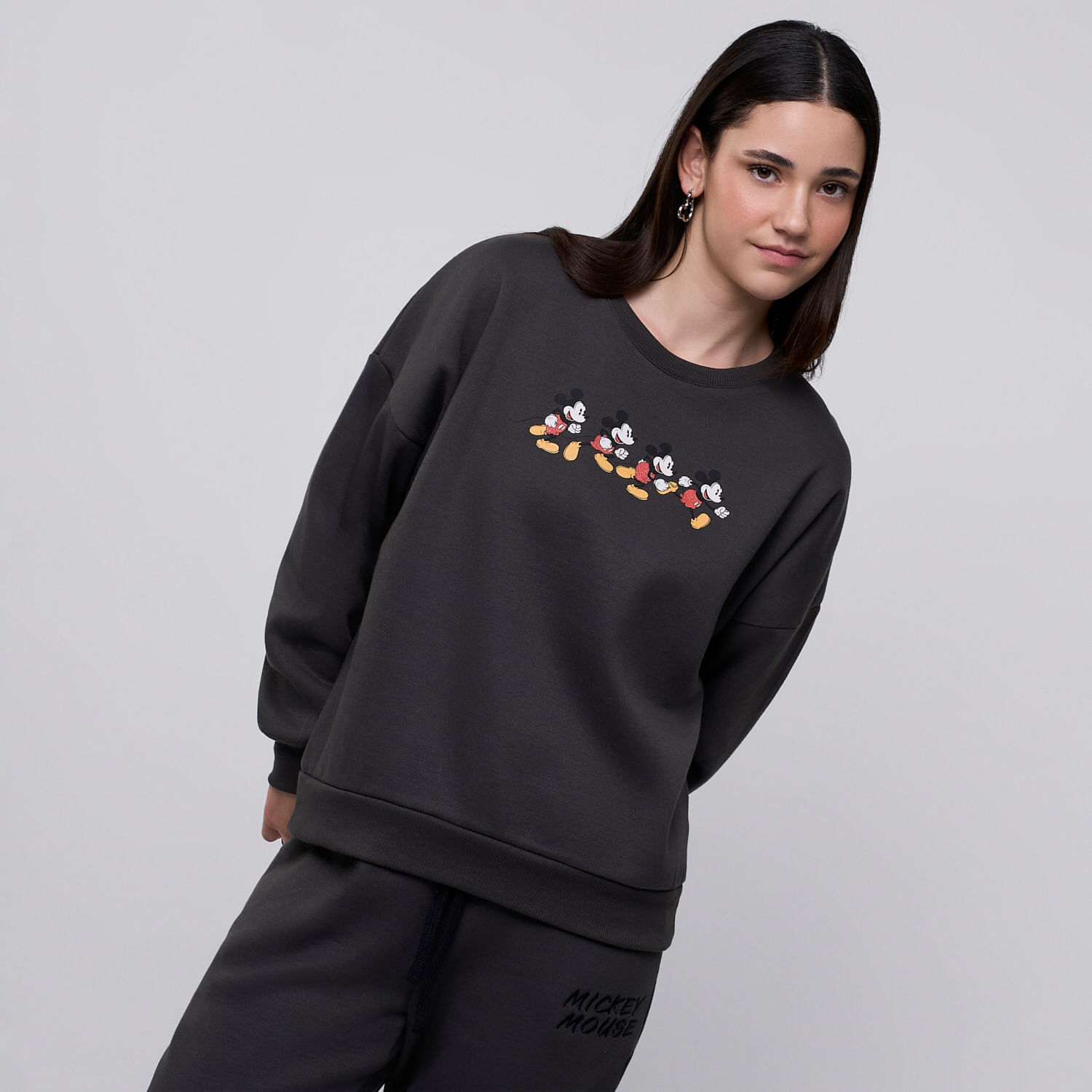 Polera Mujer Crew Neck Disney Charcoal S