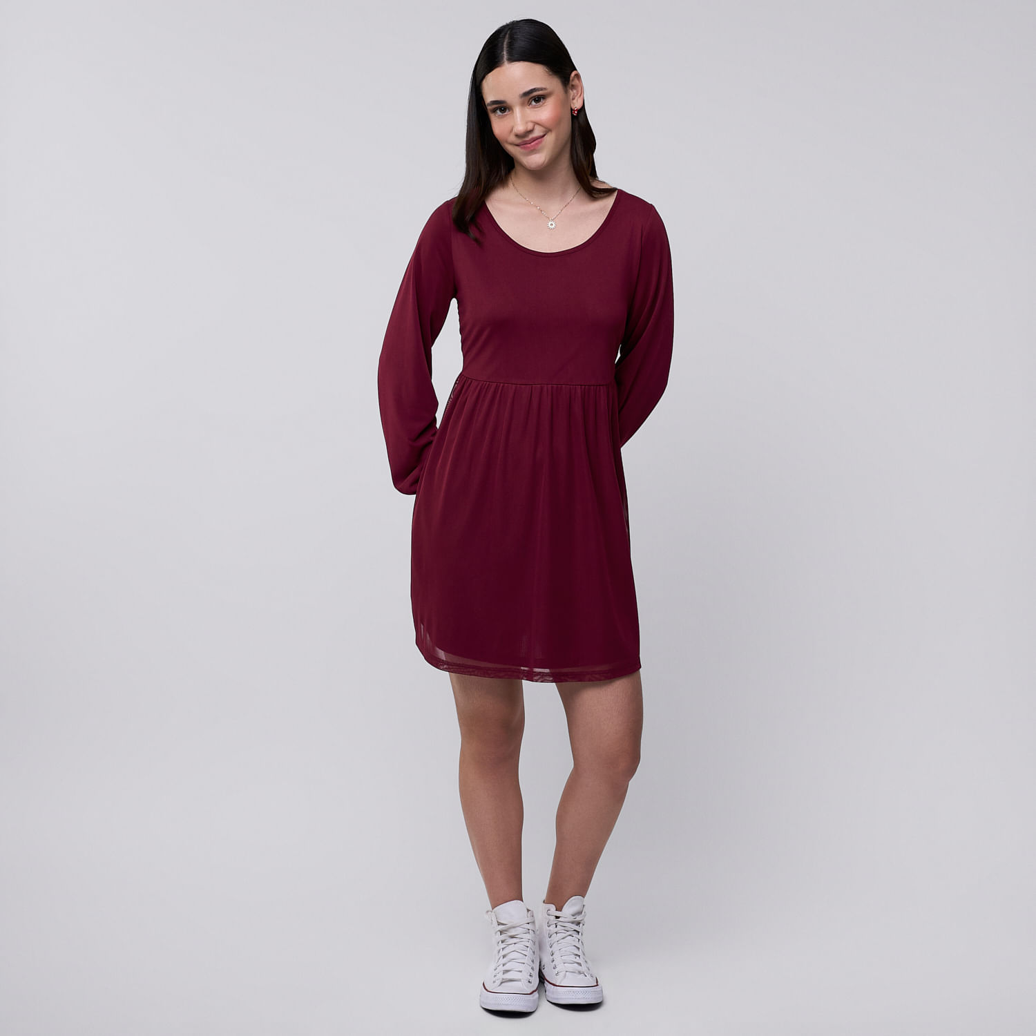 Vestido Corto Mujer Luz Amc Burgundy S