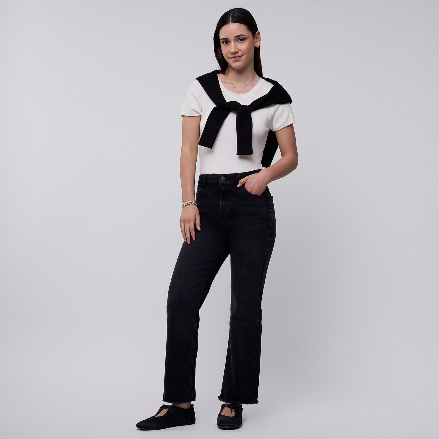 Jean Mujer Crop 1 Amc Culotte Negro 32