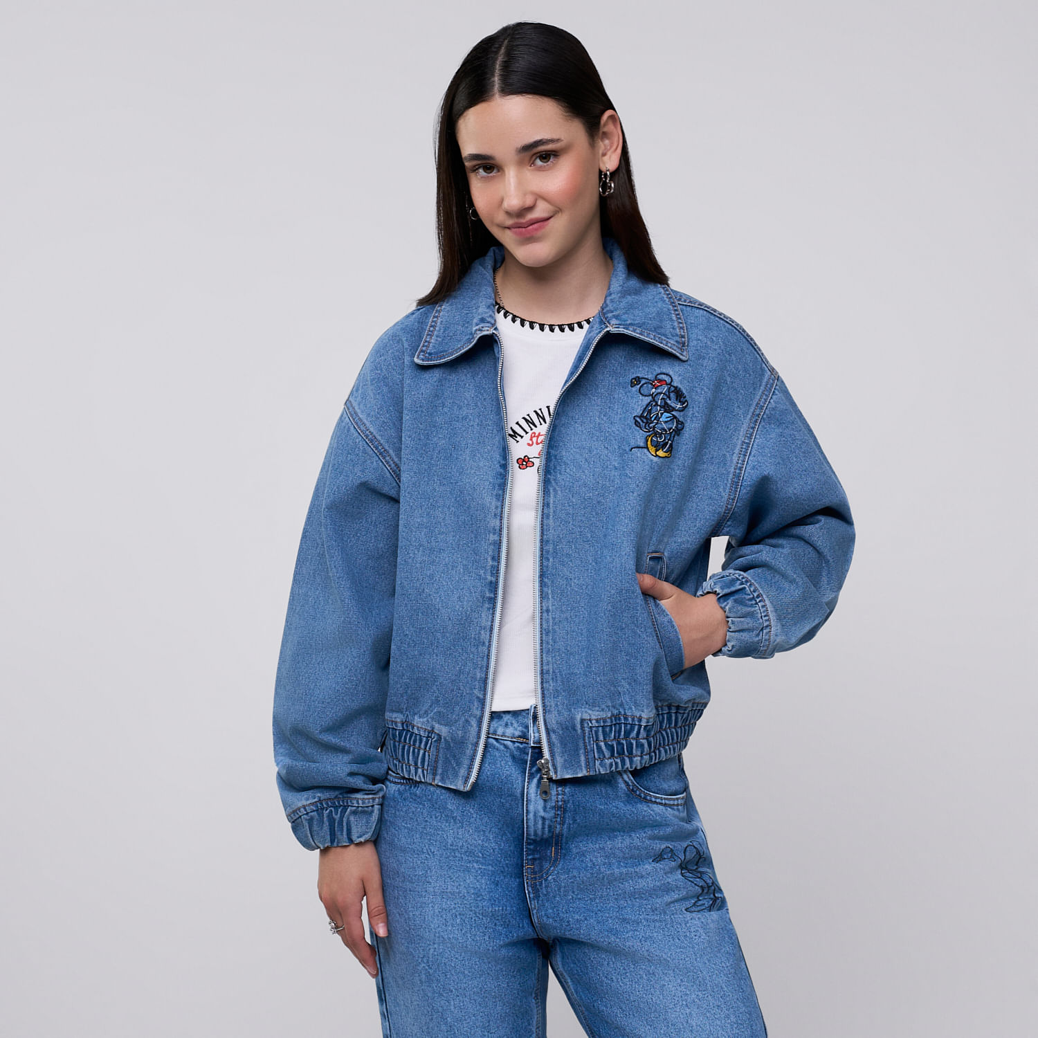 Casaca Mujer Crop Disney Celeste L