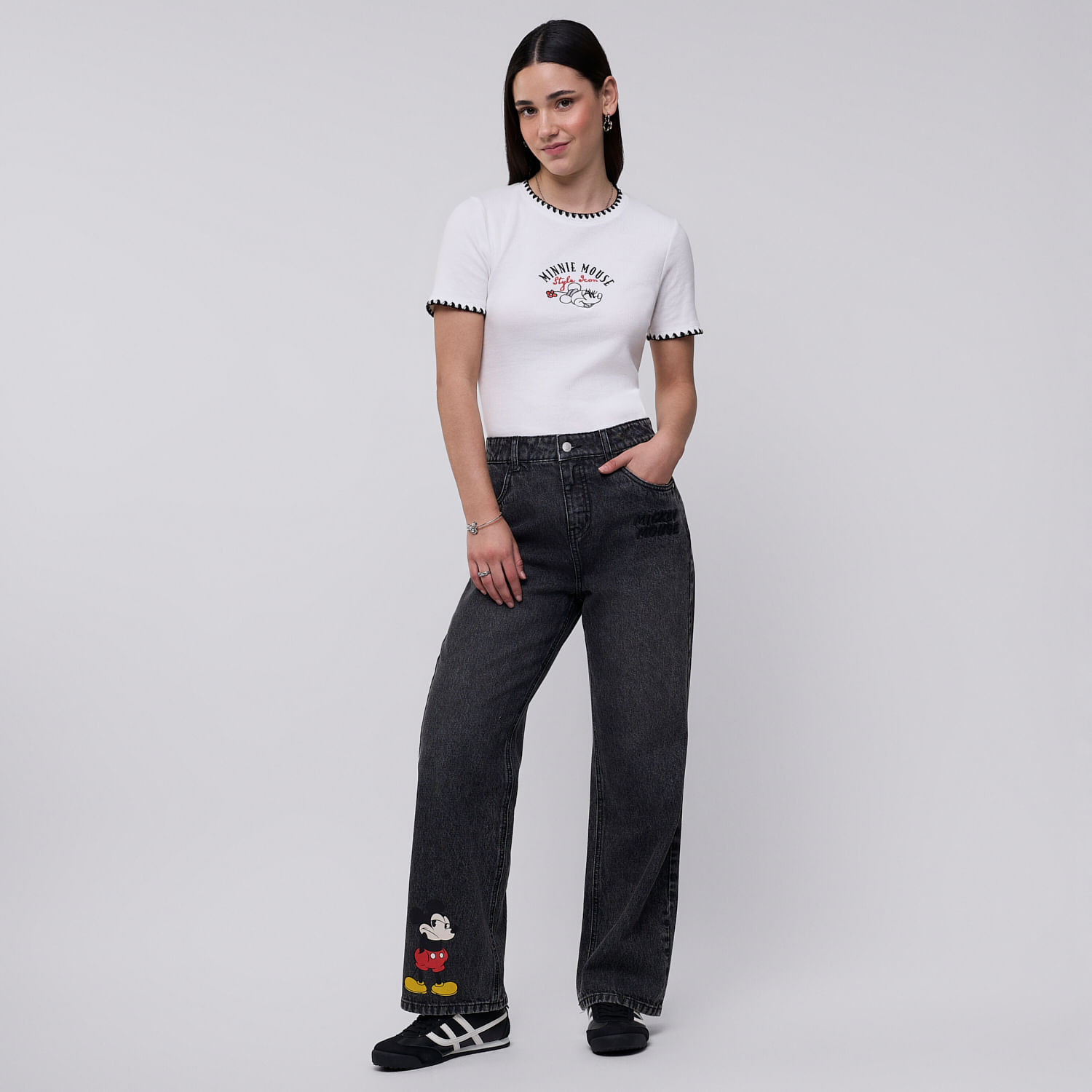 Jean Mujer Straight Disney Charcoal 26
