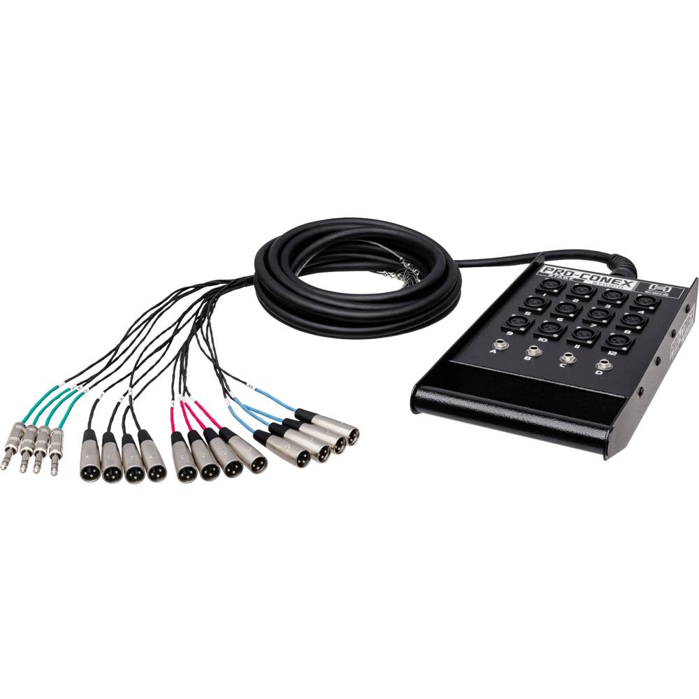 Hosa Technology Snake de escenario SH-12X4-50 con 12 canales XLR y 4 TRS, 50 pies