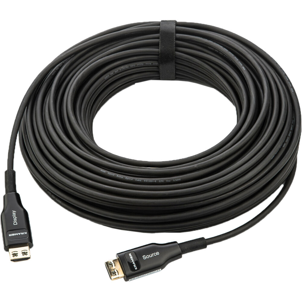 Kramer Cable HDMI Activo Híbrido Óptico 30m - Soporta 4K UHD @ 60 Hz, HDR, Diseño Direc