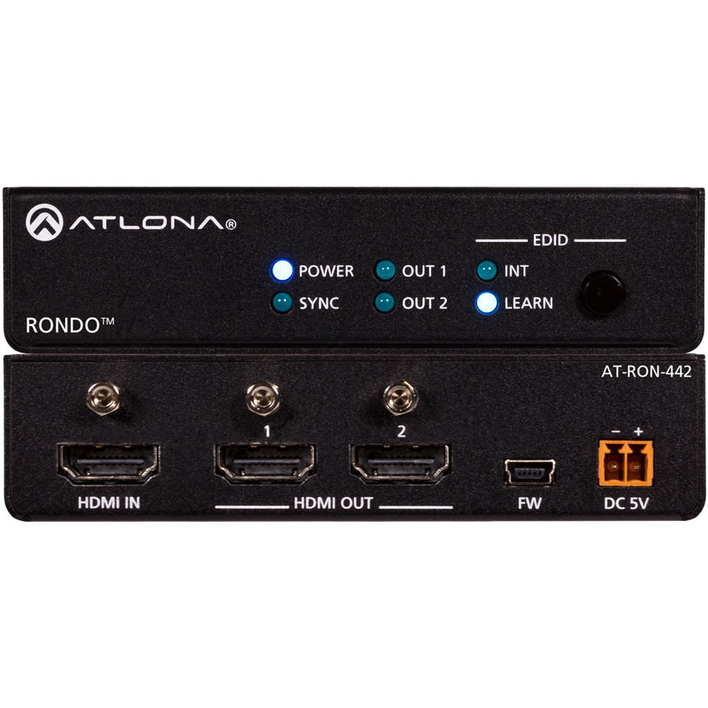 Atlona Rondo 442 Amplificador de Distribución HDMI 1x2 4K/HDR, 1 x HDMI Entrada, 2 x HDMI