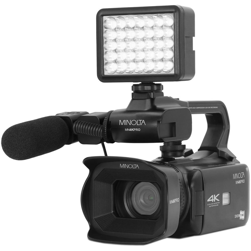 Minolta MN4KPRO Camcorder UHD 4K60 Autofocus con Wi-Fi, 18x Zoom Digital, Pantalla Táctil