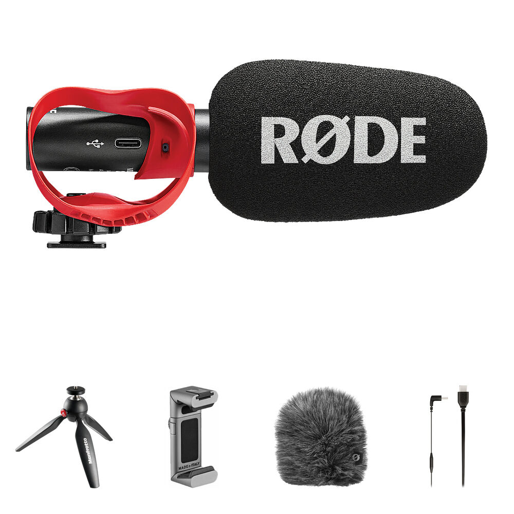 RODE VideoMic GO II-H Mic de Escritorio USB-C con Trípode y Filtro Antiviento