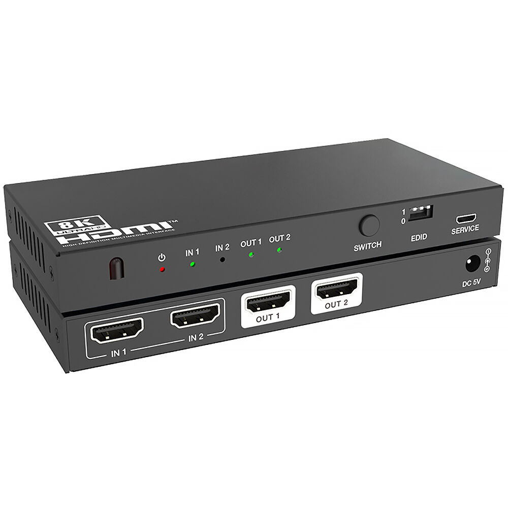 KanexPro Switch/Splitter HDMI 2x2 8K - Soporta HDR, Dolby Vision, HDCP 2.3, 40 Gb/s, Contr