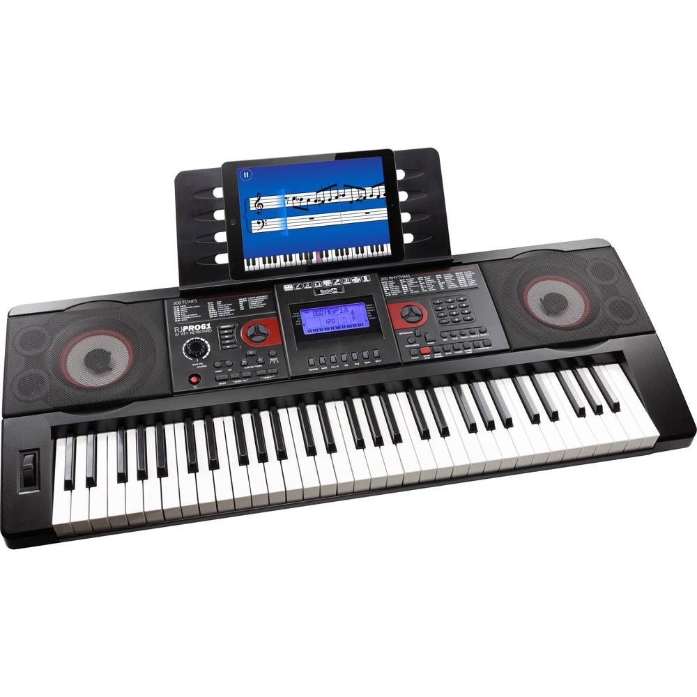 RockJam Teclado Portátil RJPRO61 de 61 Teclas Sensibles al Tacto con 300 Simulaciones de