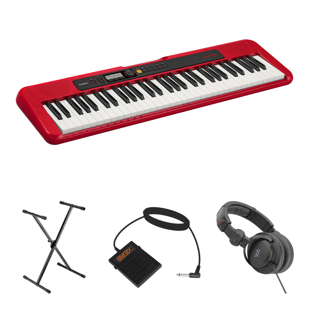 Casio Teclado Portátil CT-S200 con Soporte, Pedal y Auriculares - 61 Teclas, 400 Sonidos,