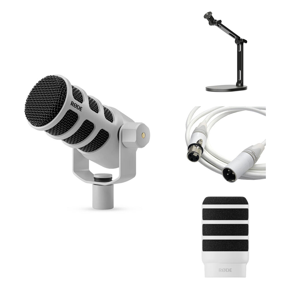 RODE PodMic Micrófono Dinámico para Podcasting con Brazo de Estudio, Filtro Antipop y Ca