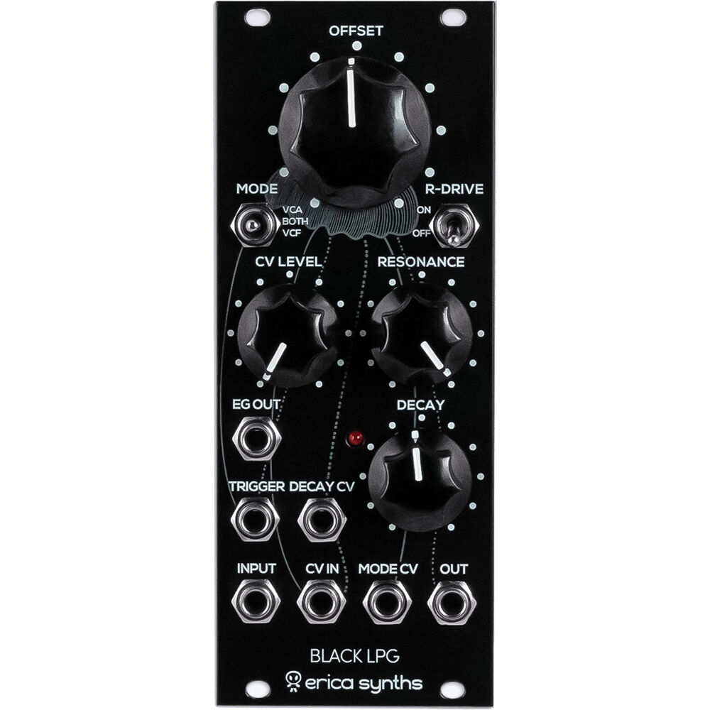Erica Synths Black LPG Módulo Eurorack Low-Pass Gate 10 HP con 3 Vactrols, Modos VCF/VCA,