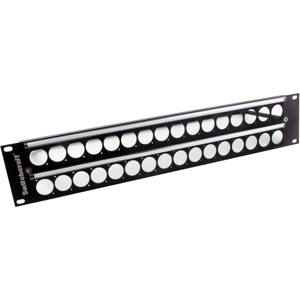 Switchcraft Patchbay Panel QG Series 2U con 32 Espacios Knockout y Barra de Sujeción