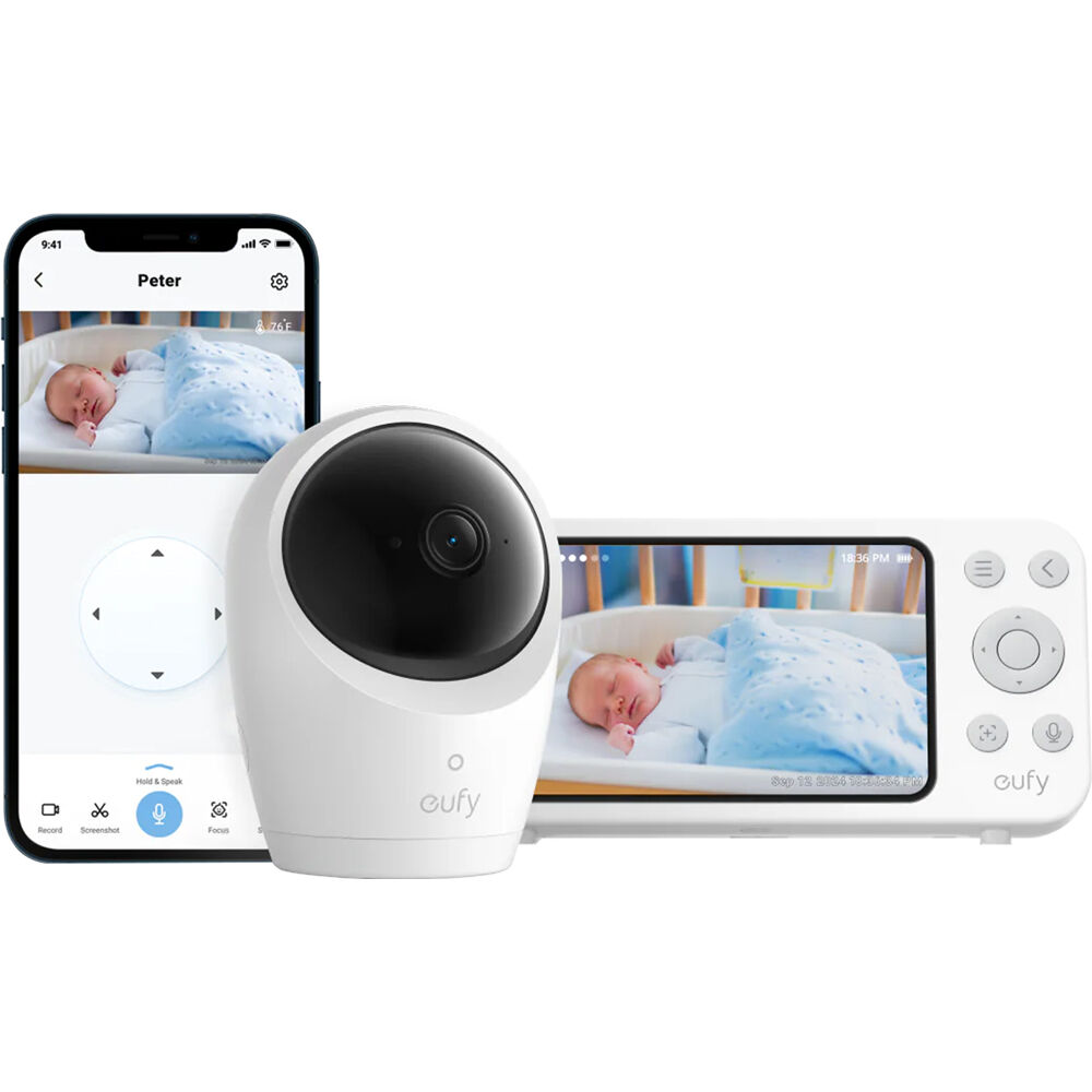 eufy Security Monitor E20 2K con Cámara y Pantalla, Visión Nocturna, Batería Recargable